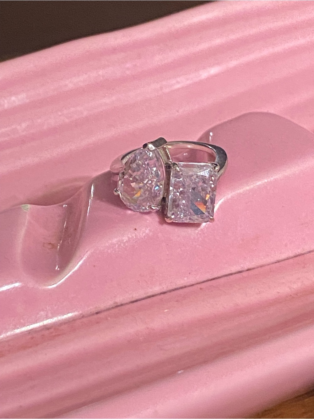 Sterling Silver Moi et Toi CZ ring